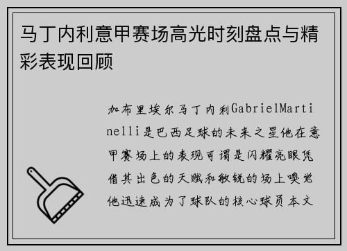 马丁内利意甲赛场高光时刻盘点与精彩表现回顾